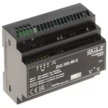 GLP Alimentatore switching DL2-150-48-U - 150W 48V DC guida DIN, PFC attivo, alta efficienza