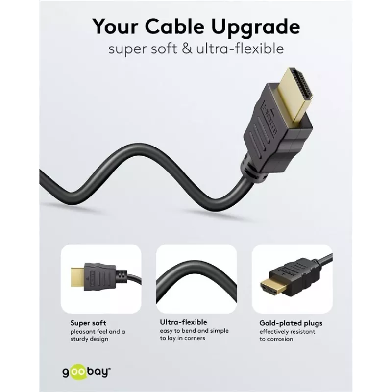 Goobay 80105 cavo HDMI Soft High-Speed con Ethernet - 5m nero