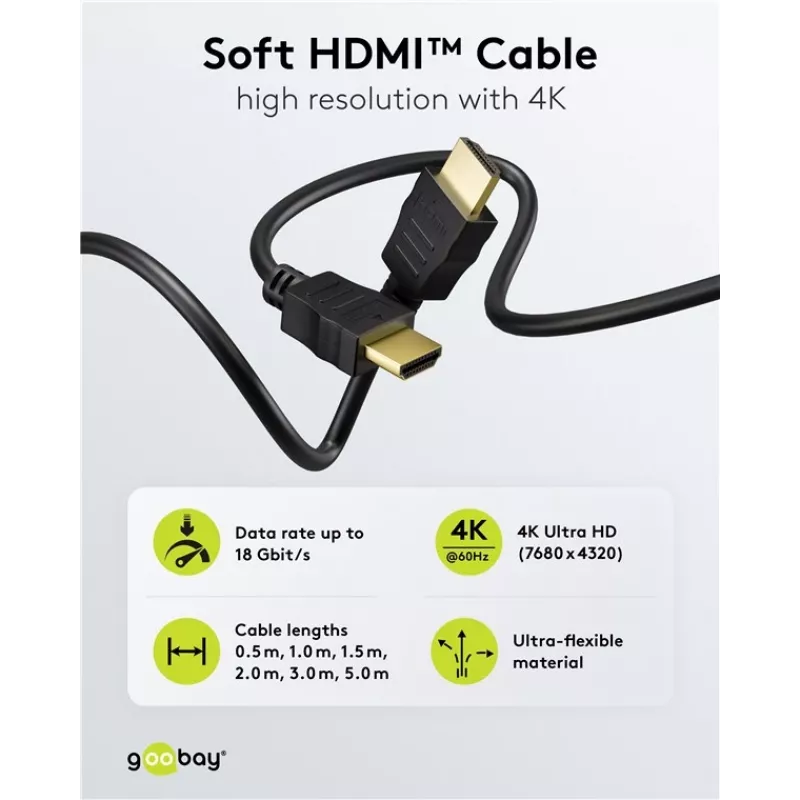 Goobay 80105 cavo HDMI Soft High-Speed con Ethernet - 5m nero