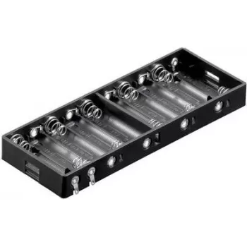 Goobay BH AA 10xL portabatterie passivo per 10 batterie AA, collegamento in serie, uscita 15V, nero 11986