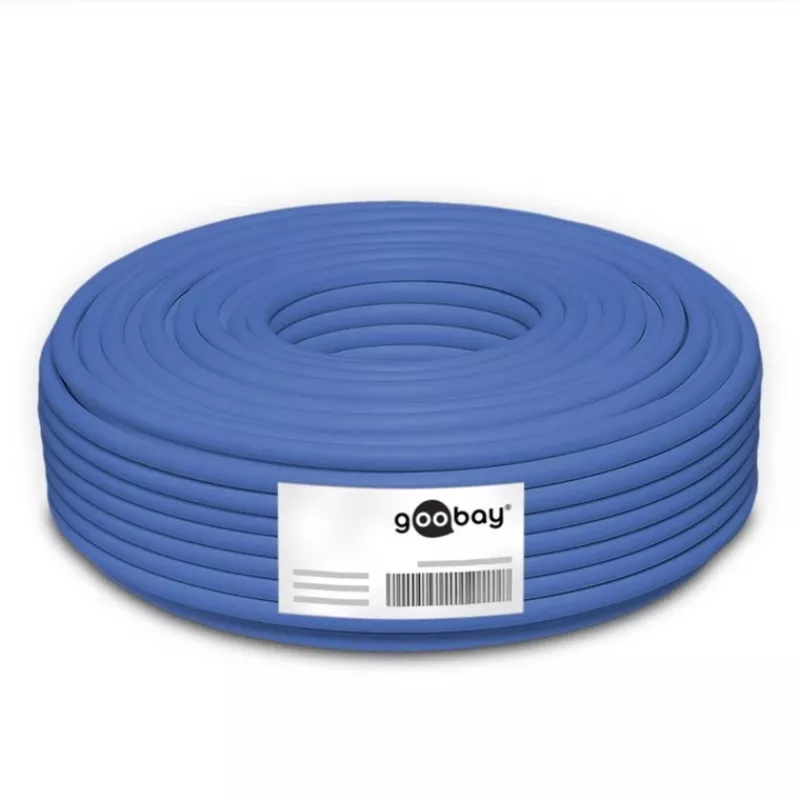 Cavo di rete Goobay CAT 6a U/UTP 50 m blu - rame massiccio, AWG 23/1, LSZH (96092)