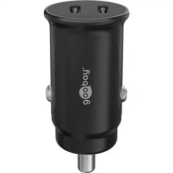 GOOBAY Caricabatterie auto fast dual-USB-C PD (Power Delivery), nero - 30W (12/24V) adatto per dispositivi con USB-C