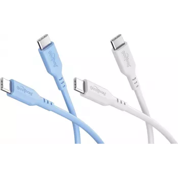 Goobay Ice Breeze set 2x cavo in silicone USB-C, 1,5 m, blu & bianco (81257)