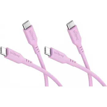 Goobay set di 2 cavi in silicone USB-C a USB-C, 1,5 m, rosa (81251)
