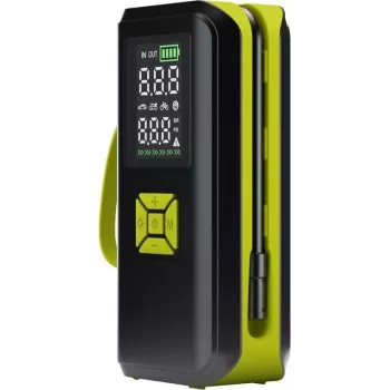 Goobay Tools pompa ad aria a batteria con display digitale, 10,3 bar, ricarica USB-C, luce LED, batteria ricaricabile Li-Ion 2000 mAh, include adattatori e custodia 77827