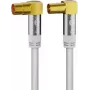 Goobay Cavo antenna TV (135 dB tip.), schermatura quadrupla, 1 m, bianco – dorato, connettore femmina coassiale 90° > connettore maschio coassiale 90° (70411)