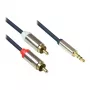 Good Connections cavo di collegamento audio High-Quality jack 3,5mm a 2x connettore maschio RCA, custodia in metallo pieno, blu scuro, 1,5m