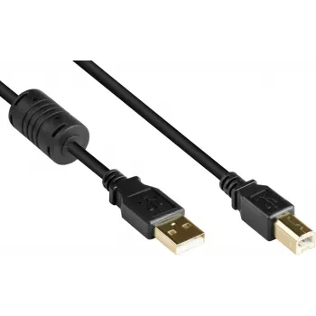 Good Connections Cavo USB 2.0 A su B con nucleo in ferrite, dorato, nero, 1m