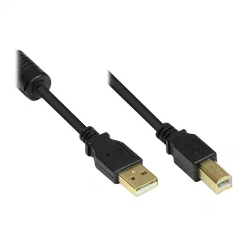 Good Connections Cavo USB 2.0 A su B con nucleo in ferrite, dorato, nero, 1m