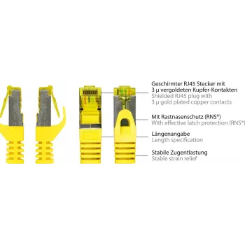 GoodConnections 40m Cat.7 S/FTP PiMF cavo patch RJ45 senza alogeni con protezione linguetta, giallo 8070R-400Y
