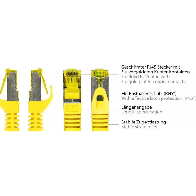 GoodConnections 40m Cat.7 S/FTP PiMF cavo patch RJ45 senza alogeni con protezione linguetta, giallo 8070R-400Y