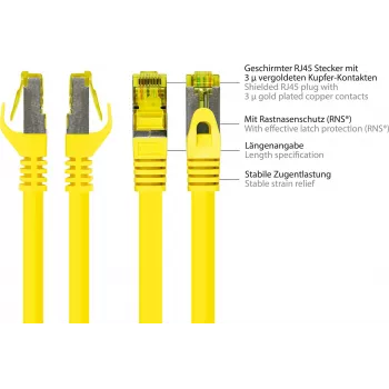 GoodConnections 40m Cat.7 S/FTP PiMF cavo patch RJ45 senza alogeni con protezione linguetta, giallo 8070R-400Y