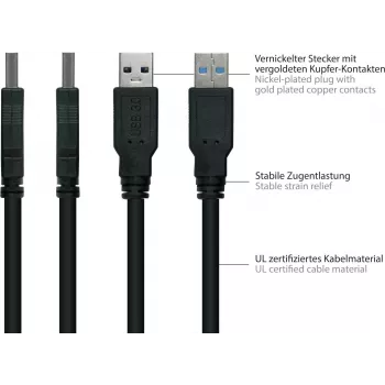 GoodConnections Alcasa UK30P-AMB-005S cavo USB 3.2 Gen 1, USB-A a Micro-B, 0,5 m, nero