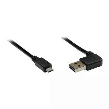 GoodConnections Alcasa Cavo USB 2.0 A a Micro-B, piegato, dorato, 1 m, nero