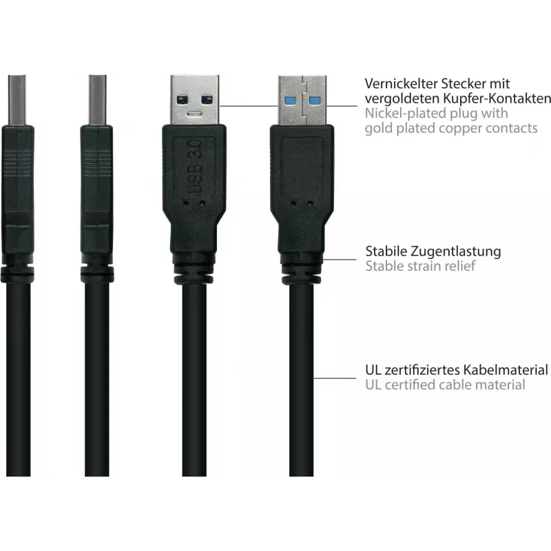 GoodConnections Alcasa cavo USB 3.2 Gen 1, USB-A su Micro-USB B, 1 m, nero