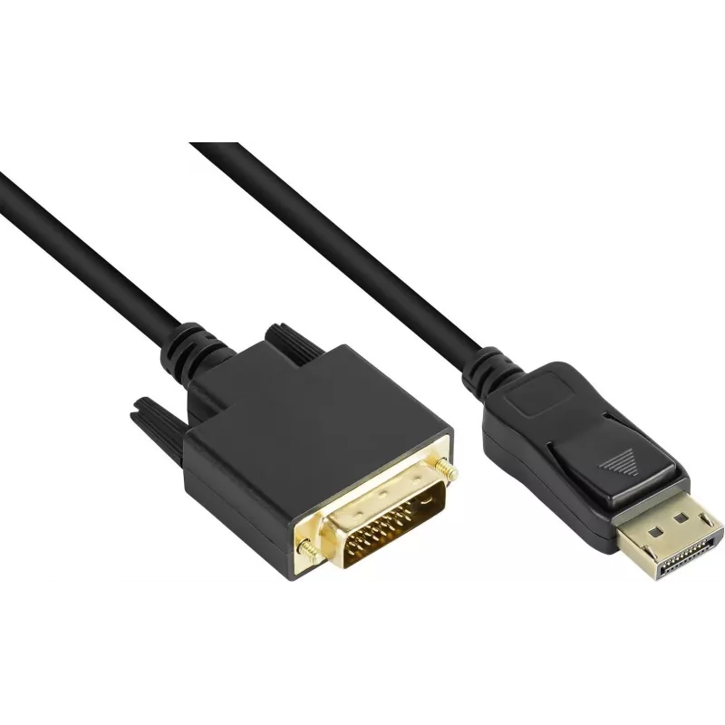 GoodConnections Cavo di collegamento DisplayPort su DVI-D 24+1 - Contatti placcati oro 24K - OFC - Nero - 5 m