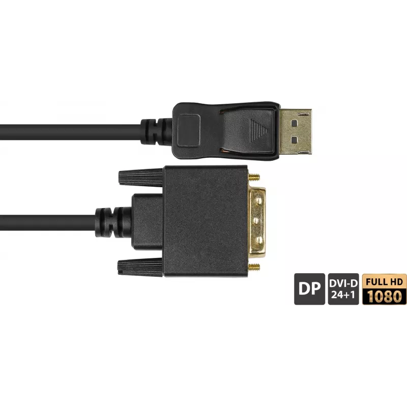 GoodConnections Cavo di collegamento DisplayPort su DVI-D 24+1 - Contatti placcati oro 24K - OFC - Nero - 5 m