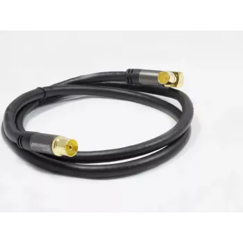 GoodConnections cavo per antenna SAT SmartFLEX, connettore angolare IEC/coax maschio a femmina, dorato, quadrupla schermatura, schermatura 120dB, nero, 15m (GC-M2078)