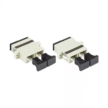 GoodConnections adattatore in fibra ottica SC/UPC duplex, OM2 multimodale, bussola in ceramica, custodia in plastica, con flangia, grigio (LW-K207)