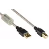 Good Connections cavo USB 2.0 di alta qualità con nucleo in ferrite e contatti dorati, trasparente, 5 m