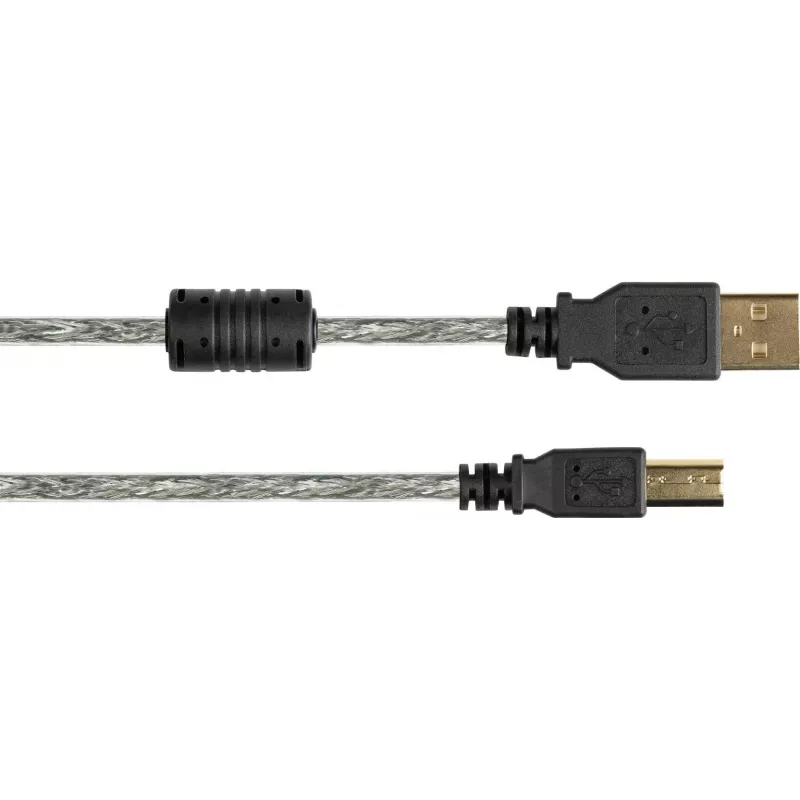 Good Connections cavo USB 2.0 di alta qualità con nucleo in ferrite e contatti dorati, trasparente, 5 m