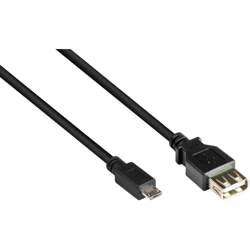 GoodConnections cavo adattatore USB-OTG, Micro-USB Type-B maschio a USB Type-A femmina, USB 2.0, 0,1 m, nero