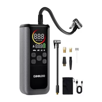 GOOLOO GT160 doppio gonfiatore per pneumatici | 12V DC, 150 PSI, display digitale, 70 L/min, arresto automatico, luce LED da lavoro