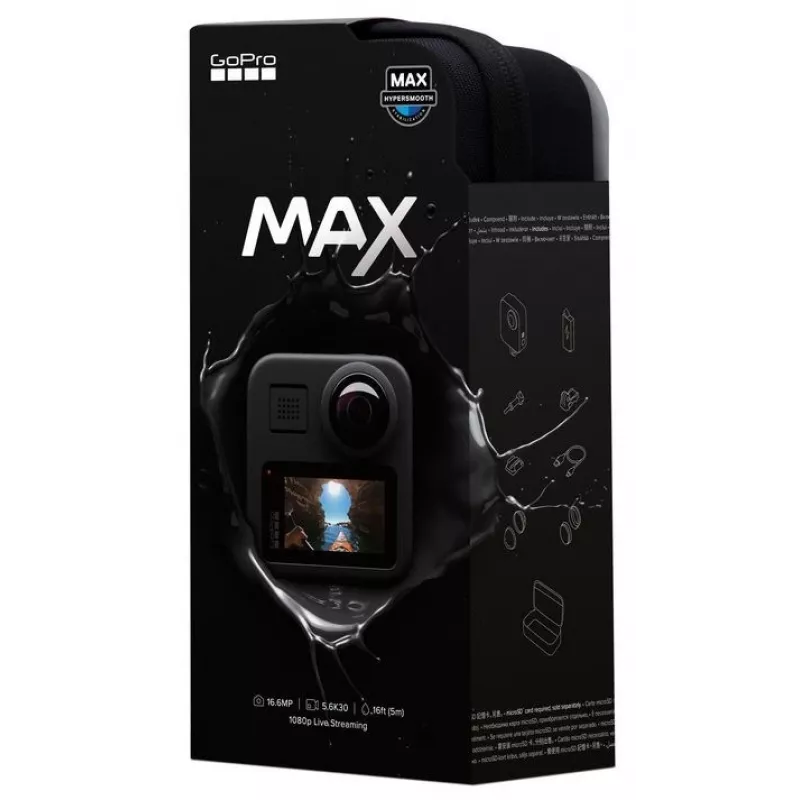 GoPro MAX action camera a 360 gradi con video 5,6K, stabilizzazione HyperSmooth, audio a 6 microfoni, impermeabile fino a 16ft