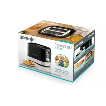Gorenje T800DB tostapane 2 fette, 800 W, 7 livelli di doratura, nero