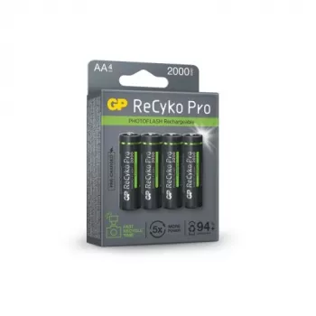 GP Batteria (AA) ricaricabile ReCyko+ Pro Fast Flash, NiMH, blister da 4, 2000mAh