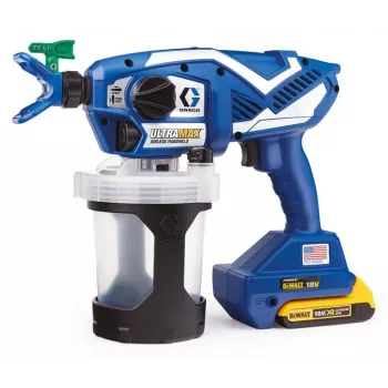 Graco Ultramax Cordless Airless Kit pistola a spruzzo per vernici con 2 batterie ricaricabili DeWalt 2.0Ah, caricabatterie e borsa porta attrezzi