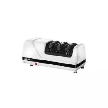 Graef CC 120 affilacoltelli elettrico, 3 stadi diamante e ceramica, bianco/nero