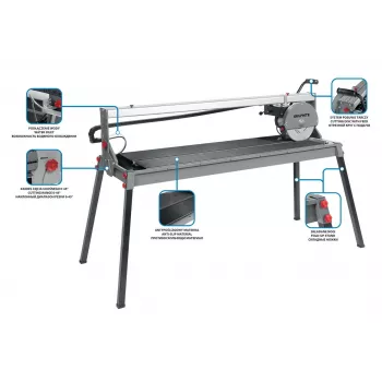 Graphite 59G892 tagliapiastrelle elettrico 1500W, lama 250mm, lunghezza di taglio 1200mm, piano 1230x460mm