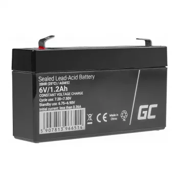 Green Cell AGM VRLA 6V 1.2Ah batteria senza manutenzione per sistemi di allarme, registratori di cassa, giocattoli