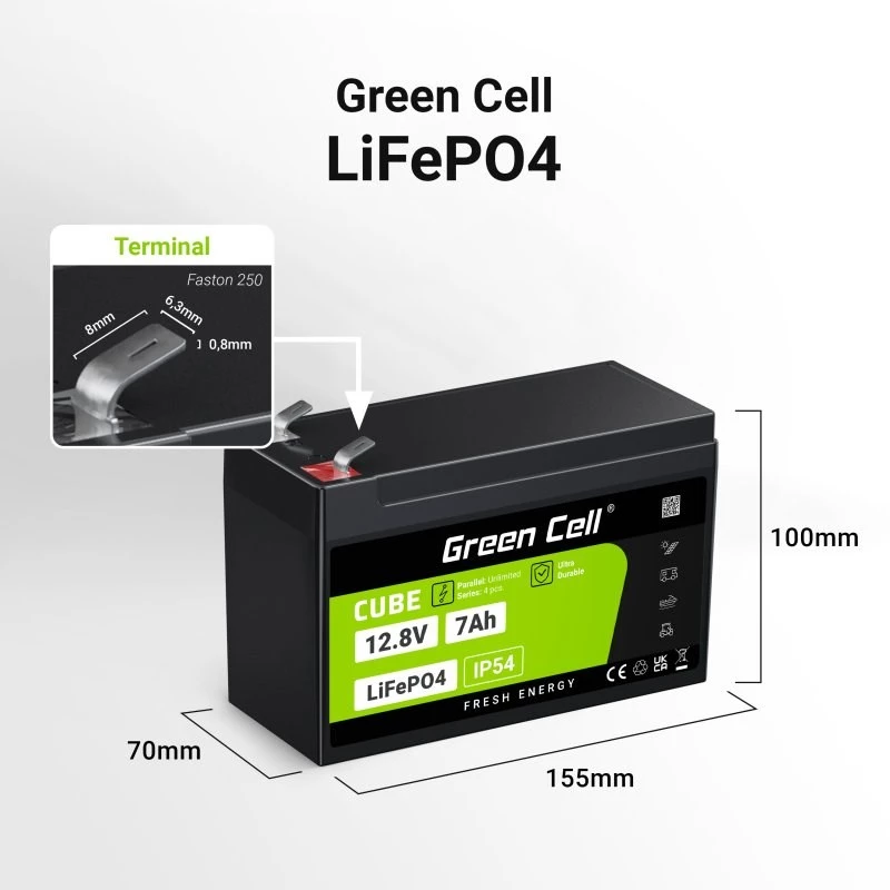 Green Cell LFPGC12V7AH batteria UPS litio-ferro-fosfato (LiFePO4) 12,8 V 7 Ah