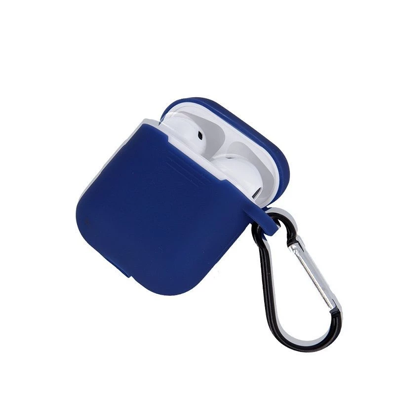 GreenGo custodia in silicone blu scuro con gancio per Apple AirPods