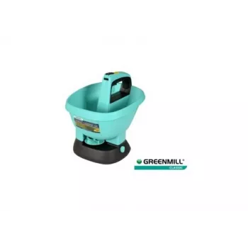 GREENMILL seminatrice rotativa elettrica da giardino 2,7L spandiconcime a batteria per semi, fertilizzanti, sale