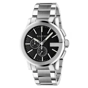 Gucci G-Chrono orologio da uomo YA101204 44mm acciaio inox quadrante nero cronografo data