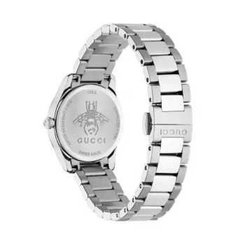 Gucci G-Timeless orologio donna YA126572A 27mm acciaio quadrante argento con indici in diamante svizzero al quarzo
