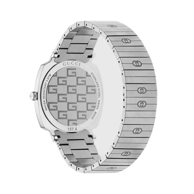 GUCCI Grip orologio unisex al quarzo 35mm acciaio inox quadrante argento YA157410