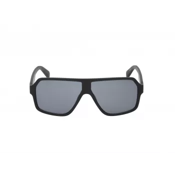 GUESS GF00047-6102A Occhiali da sole uomo rettangolari - montatura nero lucido, lenti fumé, 61mm