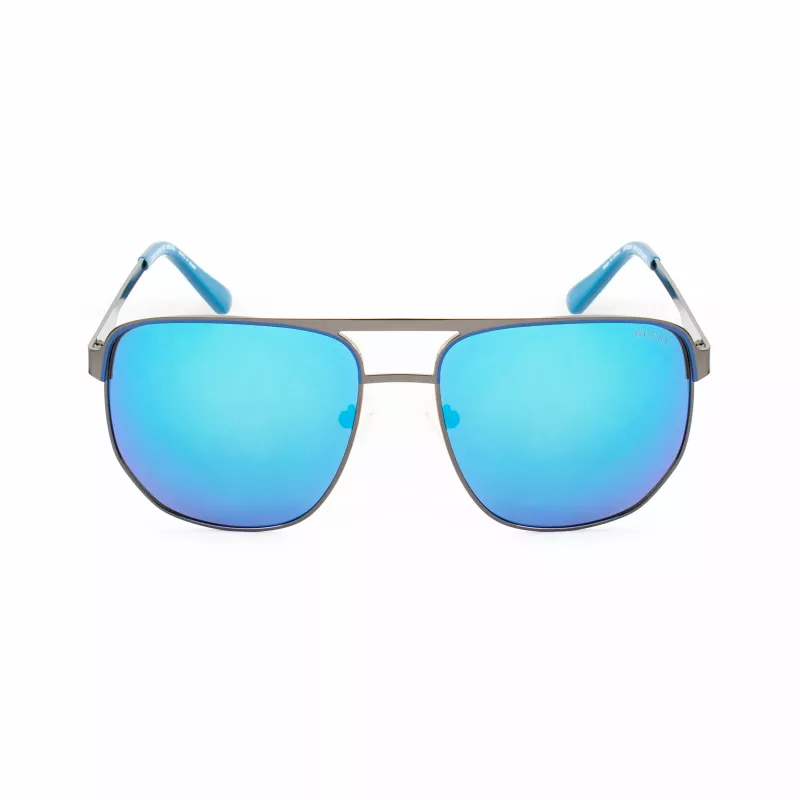 Guess GF00061-6106X Occhiali da sole uomo, montatura nera, lenti grigie, 61 mm