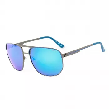 Guess GF00061-6106X Occhiali da sole uomo, montatura nera, lenti grigie, 61 mm