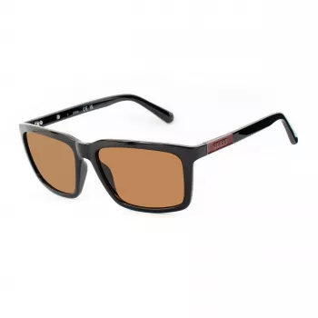 GUESS GF00062-5901E Occhiali da sole uomo, squadrati - montatura nera, lenti grigie, 59 mm