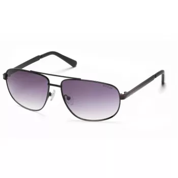 GUESS GF0244-6001A Occhiali da sole uomo quadrati - montatura nero lucido, lenti fumé sfumate