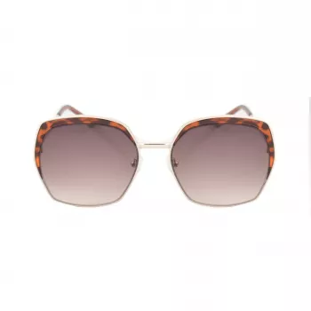 GUESS GF0410-5932F Occhiali da sole donna, squadrati - Montatura nero lucido, lente smoke sfumata, 59 mm