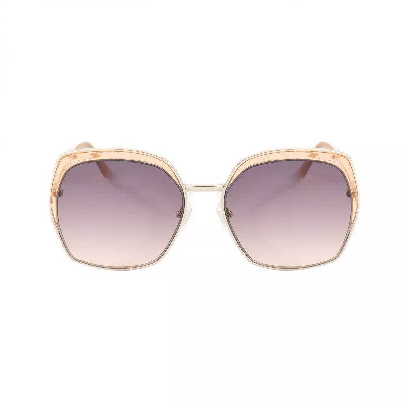 GUESS GF0410-5933F Occhiali da sole donna - Montatura nera lucida, lenti gradient smoke, 59 mm