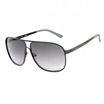 GUESS GF5025S-02B Uomo Occhiali da sole pilot - Montatura nera, Lenti grigio fumé, 61 mm
