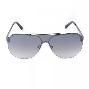 GUESS GF5053-0008F Occhiali da sole uomo, quadrati, montatura nera, lenti fumé, 58 mm
