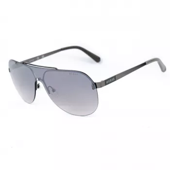GUESS GF5053-0008F Occhiali da sole uomo, quadrati, montatura nera, lenti fumé, 58 mm